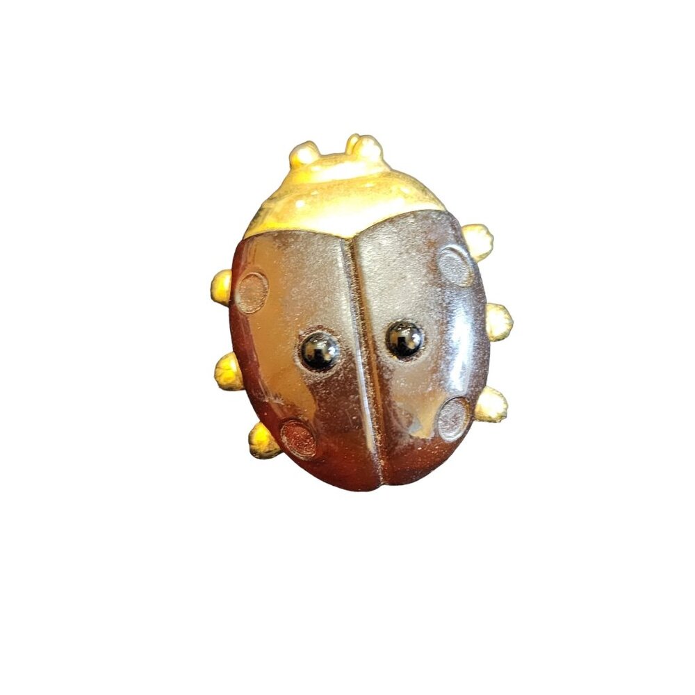 Vintage Signed VO (Les Bernard) USA Resin Ladybug Brooch (A2516)